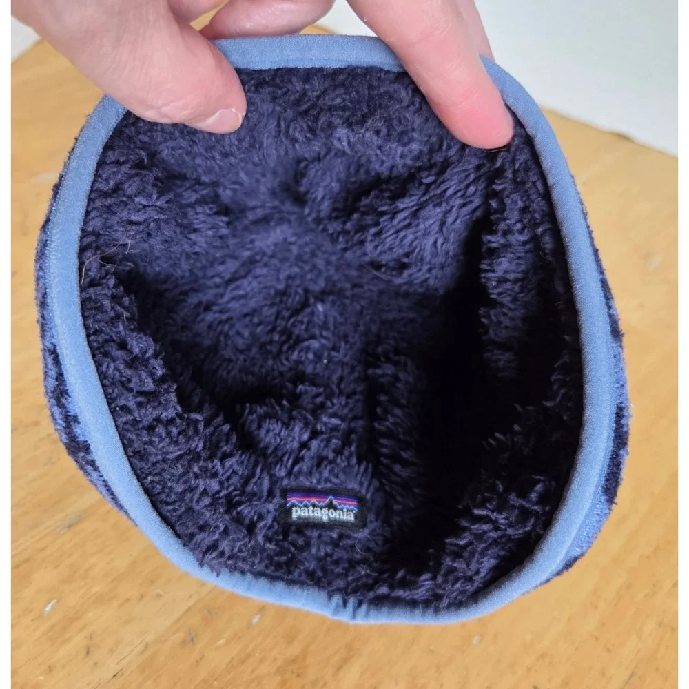 Patagonia Baby Infant Reversible Winter Beanie Hat Blue Geometric 12-24 months